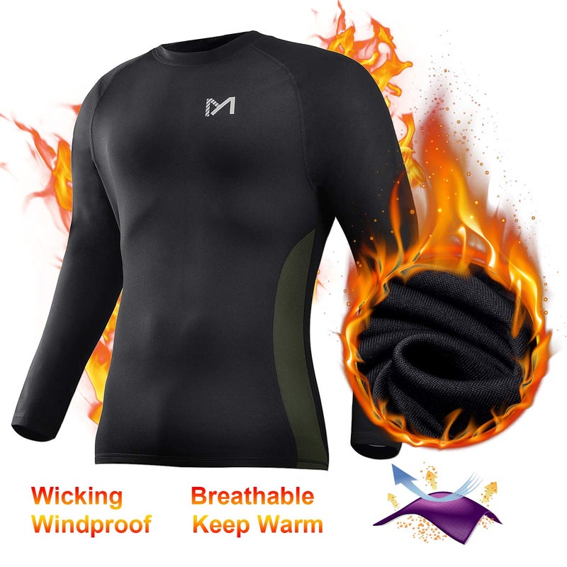 MEETYOO mens Sport Long Johns Base Layer Set, Black, Large US - Image 2